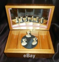 VTG REUGE SWISS JEWELRY MUSIC BOX w 3 DANCING COUPLES INVITATION TO THE DANCE