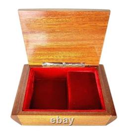 VTG Reuge Fascination Wood Inlaid Music Jewelry Box Velvet Lined Italy 7x4.5