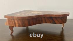 VTG Reuge Grand Piano Music Jewelry Box ITALY Floral Inlay'Lady' (VIDEO)
