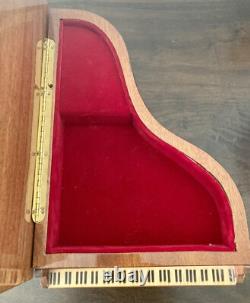 VTG Reuge Grand Piano Music Jewelry Box ITALY Floral Inlay'Lady' (VIDEO)