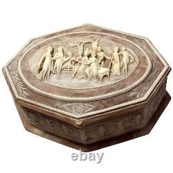 VTG Reuge Incolay Beige Stone Music Jewelry Box Can't Help Falling in Love HTF