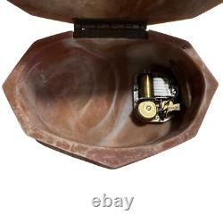 VTG Reuge Incolay Beige Stone Music Jewelry Box Can't Help Falling in Love HTF