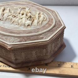 VTG Reuge Incolay Beige Stone Music Jewelry Box Can't Help Falling in Love HTF