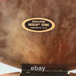 VTG Reuge Incolay Beige Stone Music Jewelry Box Can't Help Falling in Love HTF