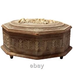 VTG Reuge Incolay Beige Stone Music Jewelry Box Can't Help Falling in Love HTF