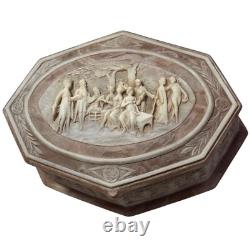 VTG Reuge Incolay Beige Stone Music Jewelry Box Can't Help Falling in Love HTF