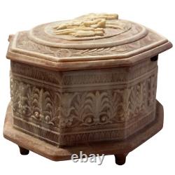VTG Reuge Incolay Beige Stone Music Jewelry Box Can't Help Falling in Love HTF