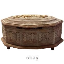 VTG Reuge Incolay Beige Stone Music Jewelry Box Can't Help Falling in Love HTF