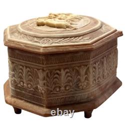 VTG Reuge Incolay Beige Stone Music Jewelry Box Can't Help Falling in Love HTF