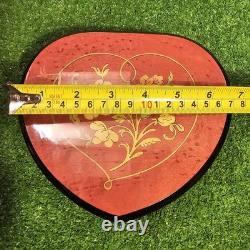 VTG Reuge Italian Handmade Wooden Music Box Sorentto Pink Heart Shaped Box EUC