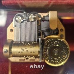 VTG Reuge Italian Handmade Wooden Music Box Sorentto Pink Heart Shaped Box EUC