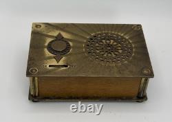 VTG Reuge Swiss Brass Sunburst Music Box 18 Note Tested Works Blue Danube 496