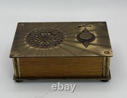VTG Reuge Swiss Brass Sunburst Music Box 18 Note Tested Works Blue Danube 496
