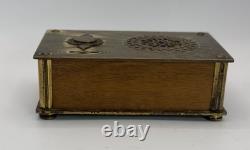 VTG Reuge Swiss Brass Sunburst Music Box 18 Note Tested Works Blue Danube 496