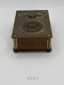 VTG Reuge Swiss Brass Sunburst Music Box 18 Note Tested Works Blue Danube 496