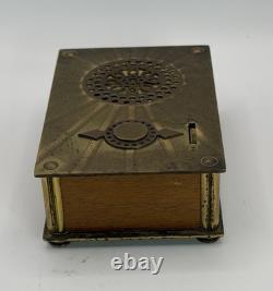 VTG Reuge Swiss Brass Sunburst Music Box 18 Note Tested Works Blue Danube 496