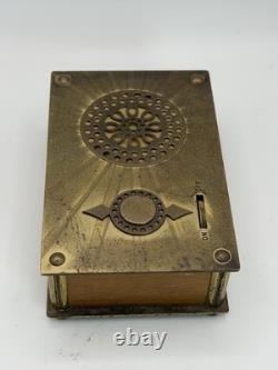 VTG Reuge Swiss Brass Sunburst Music Box 18 Note Tested Works Blue Danube 496