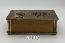VTG Reuge Swiss Brass Sunburst Music Box 18 Note Tested Works Blue Danube 496