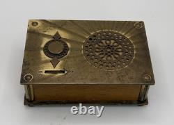 VTG Reuge Swiss Brass Sunburst Music Box 18 Note Tested Works Blue Danube 496