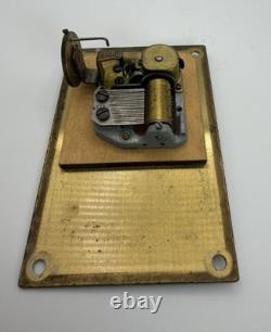 VTG Reuge Swiss Brass Sunburst Music Box 18 Note Tested Works Blue Danube 496