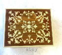 VTG Reuge Swiss Inlaid Wood Jewelry Music Box WORKS Made In Switzerland PRISTINE VTG Reuge Swiss Inlaid Wood Jewelry Music Box WORKS Made In Switzerland PRISTINE