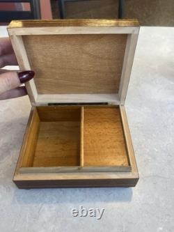 VTG Reuge Swiss Inlaid Wood Jewelry Music Box WORKS Made In Switzerland PRISTINE VTG Reuge Swiss Inlaid Wood Jewelry Music Box WORKS Made In Switzerland PRISTINE