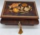 VTG Reuge Swiss Music Box Italy Inlaid Spanish Eyes Marquetry Jewelry Box Key