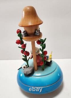 VTG Steinbach Reuge Wooden Music Box Mushroom Birdhouse Girl Schubert Lullaby