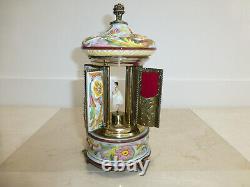 Vintag Reuge Dancing Ballerina Music Box Carousel Holder Porcelain Case