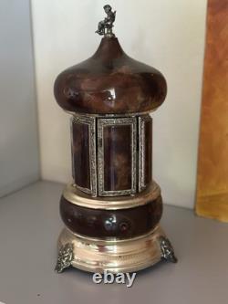 Vintage 1940's Onyx Carousel Music Box Italy 6 Lipstick holder plays Love Story