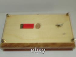Vintage 1950's REUGE Musical Jewelry Box Italy Mandolin Flute Lacquer Inlay KEY