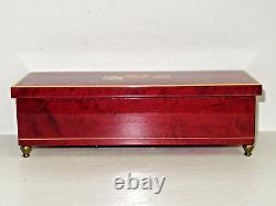 Vintage 1950's REUGE Musical Jewelry Box Swiss Movement Italy Lacquer Inlay