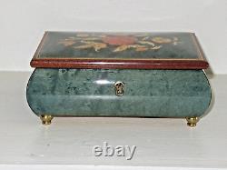 Vintage 1950's REUGE Musical Jewelry Box Swiss Movement Italy Lacquer Inlay