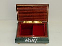 Vintage 1950's REUGE Musical Jewelry Box Swiss Movement Italy Lacquer Inlay