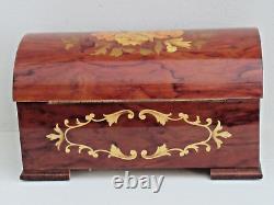 Vintage 1950's REUGE Musical Jewelry Box Swiss Movement Italy Lacquer Inlay