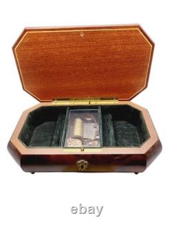 Vintage 1986 Reuge Music Box Inlay Burl Wood Laras Them Sorrento Italy Works