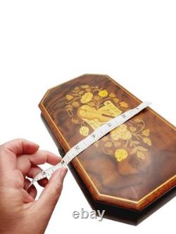 Vintage 1986 Reuge Music Box Inlay Burl Wood Laras Them Sorrento Italy Works