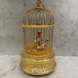 Vintage 60's Reuge Swiss Sainte-croix Gold 2 Bird Cage Music Box Automated Rare
