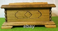 Vintage ANRI Hand Carved Wood Relief Jewelry Box with Reuge Music Plays EDELWEISS