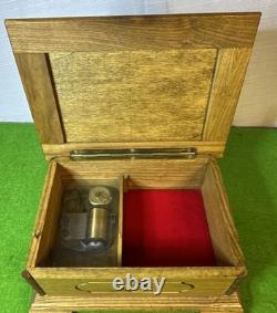 Vintage ANRI Hand Carved Wood Relief Jewelry Box with Reuge Music Plays EDELWEISS