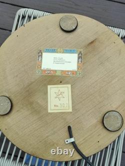 Vintage Alpha Germany Feather Tree Stand Rotating Reuge Music Box Xmas