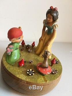 Vintage Anri Snow White Dopey music box Reuge Disney Someday My Prince Will Come