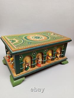 Vintage Anri Wood Music Box Reuge Swiss Movement Italy Tales from Vienna Woods