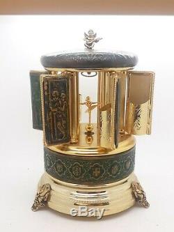 Vintage Antique Porcelain Reuge Carousel Cigarette Lipstick Dispenser Music Box