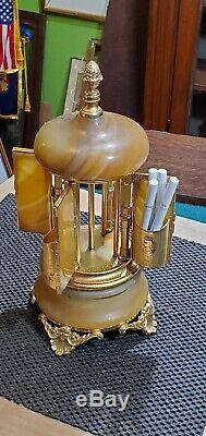 Vintage Antique Swiss Lipstick Cigarette Holder Carousel Onyx Italy Music Box