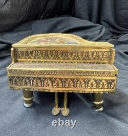 Vintage Austrian Gilt Mini Grand Piano Music Box Reuge The Anniversary Waltz