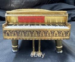 Vintage Austrian Gilt Mini Grand Piano Music Box Reuge The Anniversary Waltz