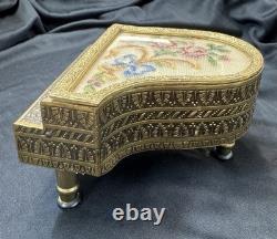 Vintage Austrian Gilt Mini Grand Piano Music Box Reuge The Anniversary Waltz
