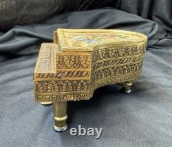 Vintage Austrian Gilt Mini Grand Piano Music Box Reuge The Anniversary Waltz