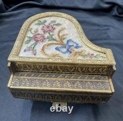 Vintage Austrian Gilt Mini Grand Piano Music Box Reuge The Anniversary Waltz